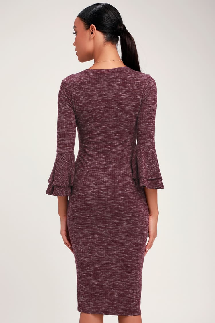 Lulu’s - Burgundy Ribbed Button Up Midi Dress