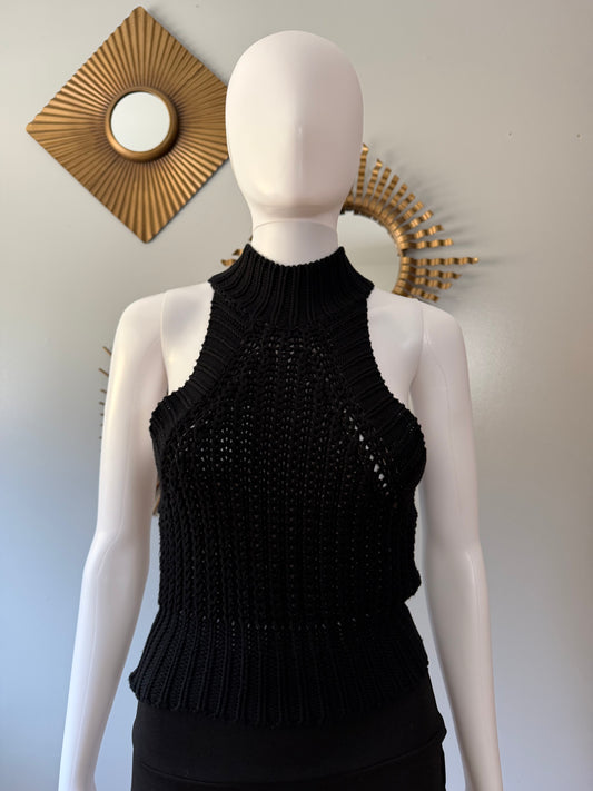 Nasty Gal - Black Knitted Mock Neck Top