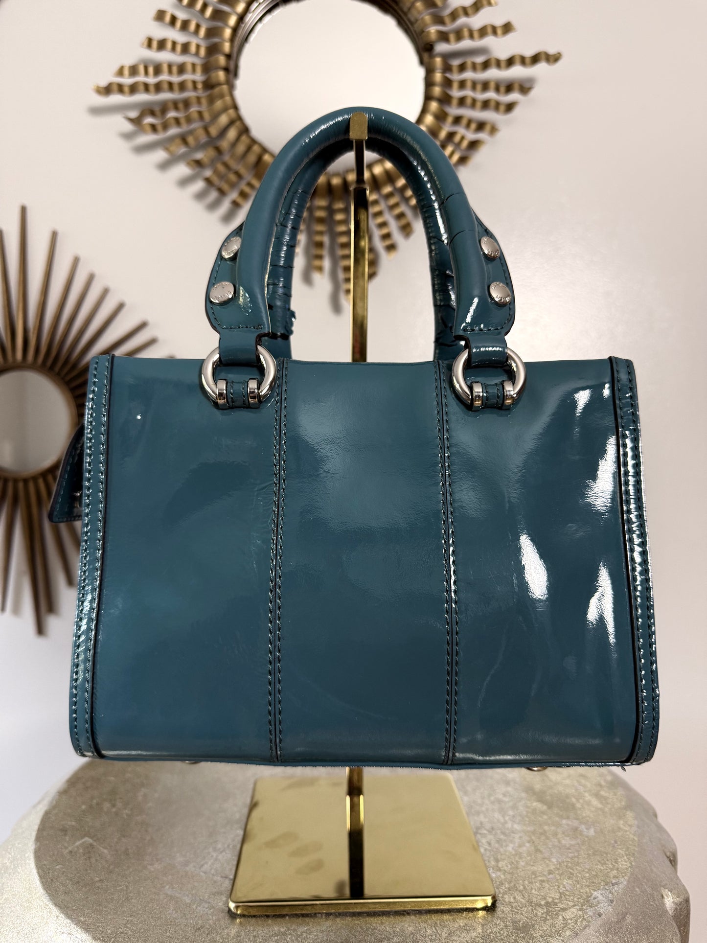 Karen Millen - Teal Patent Leather Handbag