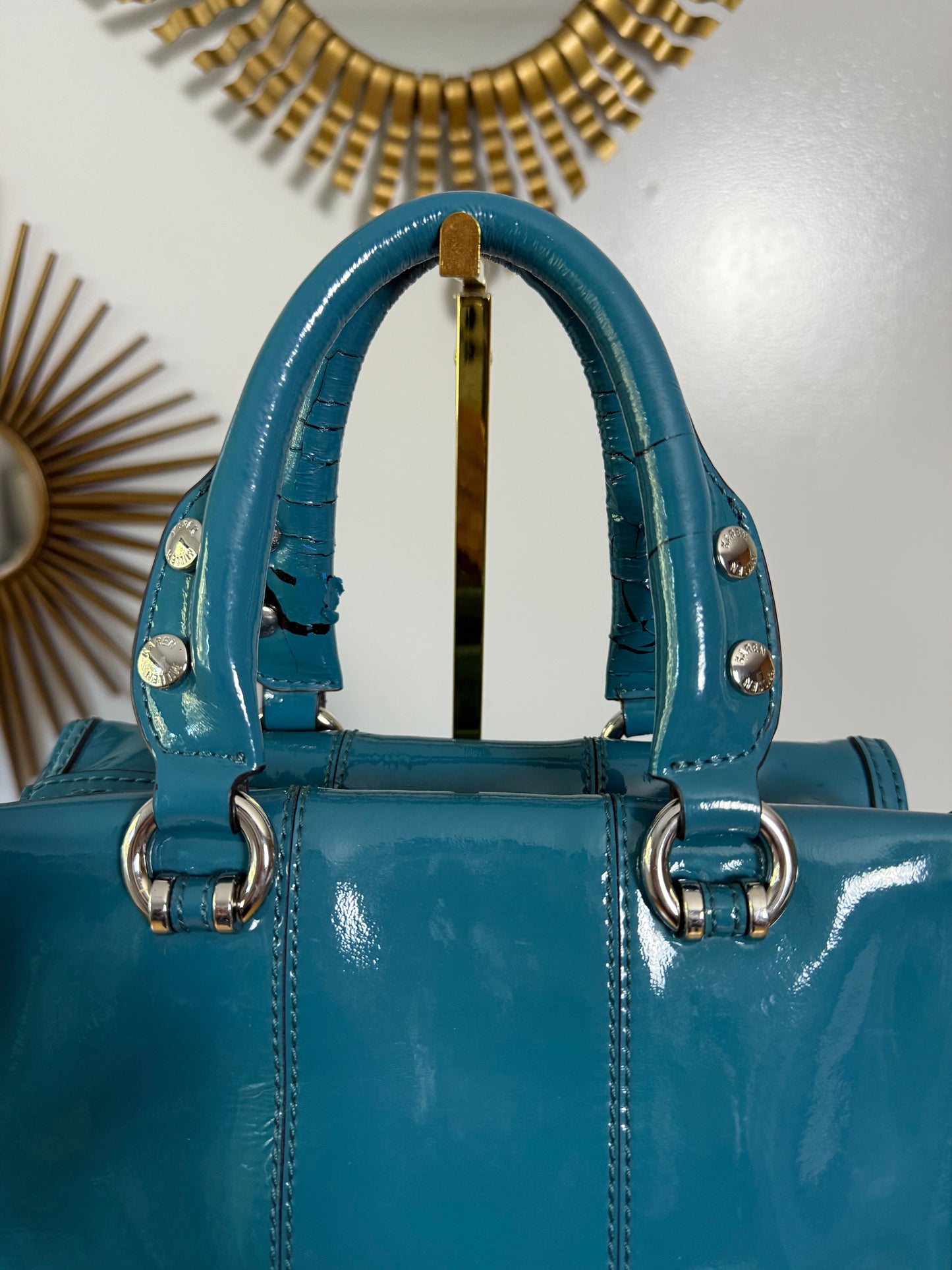 Karen Millen - Teal Patent Leather Handbag