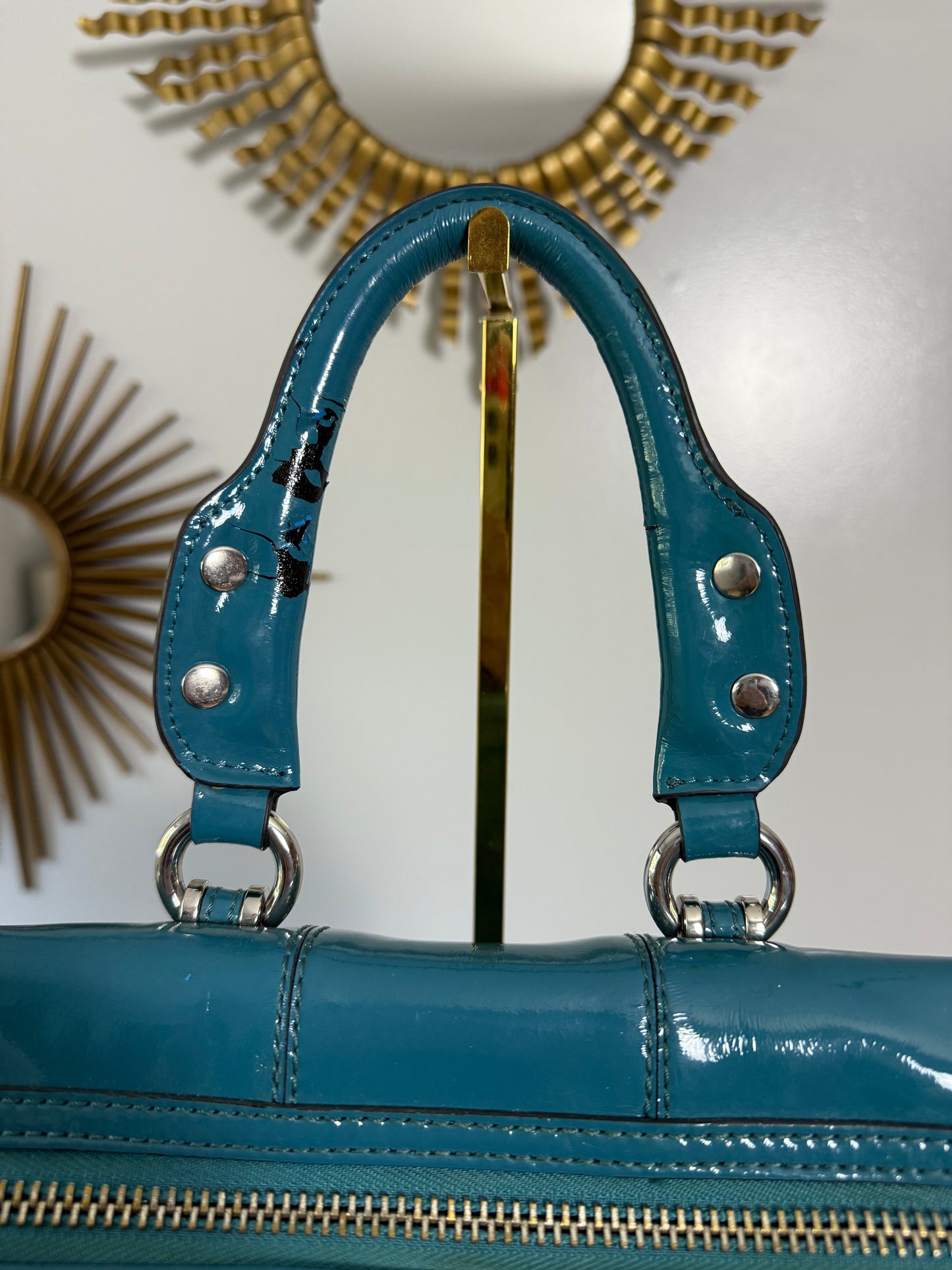Karen Millen - Teal Patent Leather Handbag