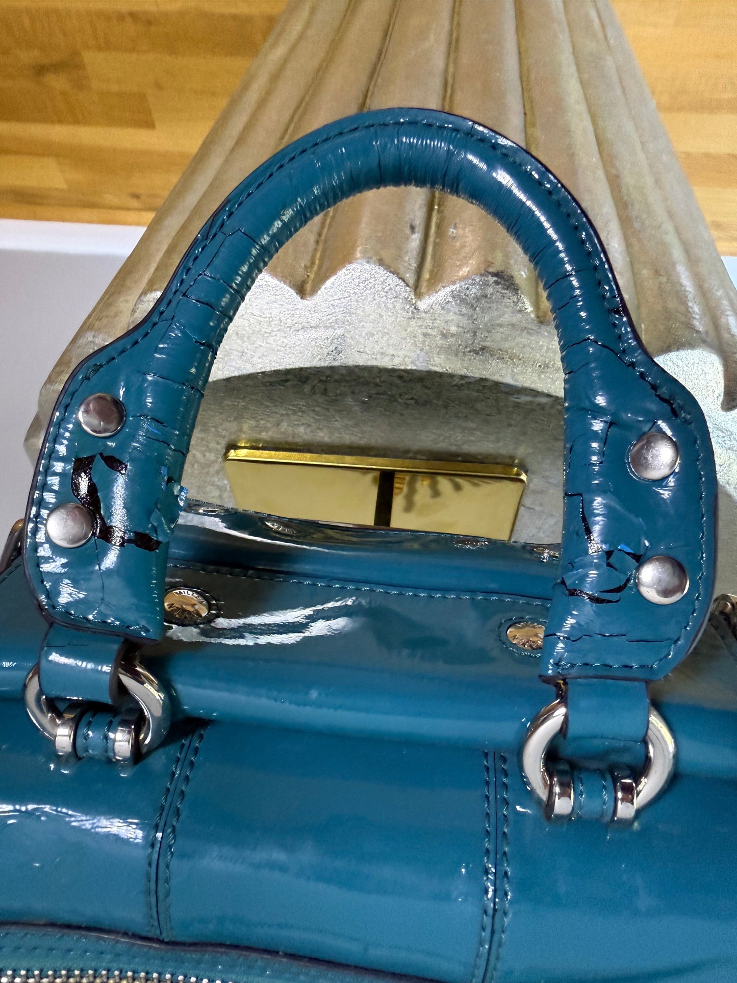 Karen Millen - Teal Patent Leather Handbag