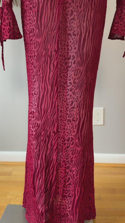 Miss Circle - Red Waylynn Velvet Burnout Maxi Dress