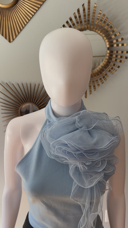 Karen Millen - Blue Tulle Rosette Bodysuit