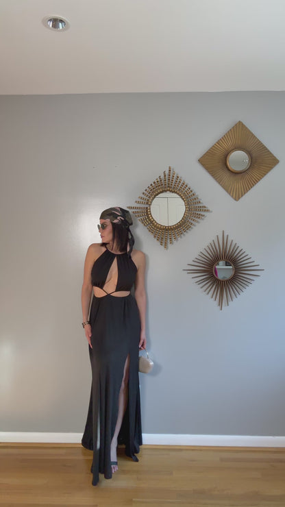 Lulu’s - Black Sultry Backless Maxi Dress