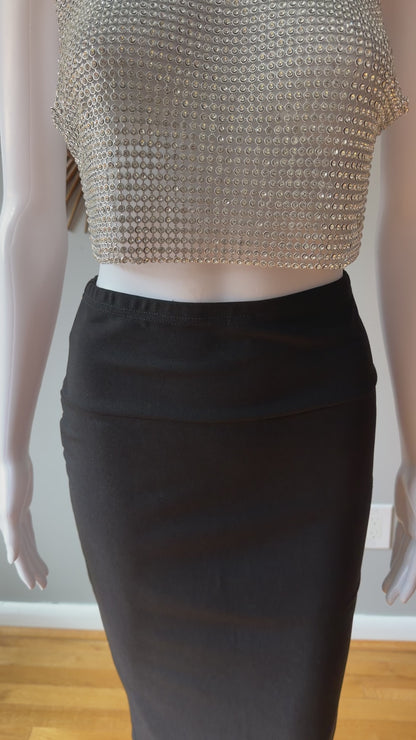 House of Harlow 1960 - Silver Rhinestone Embellished Crop Top