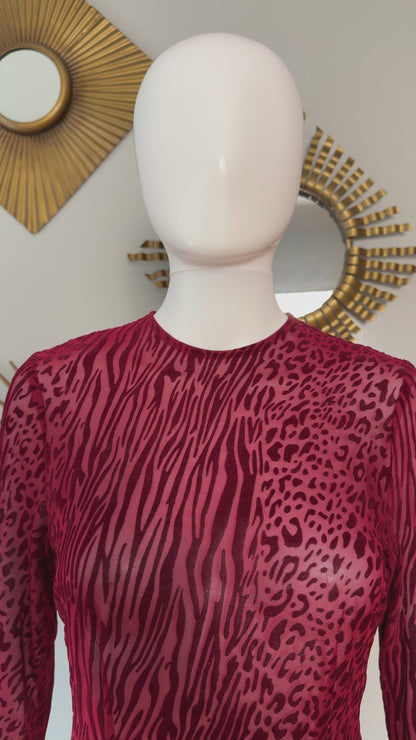 Miss Circle - Red Waylynn Velvet Burnout Maxi Dress