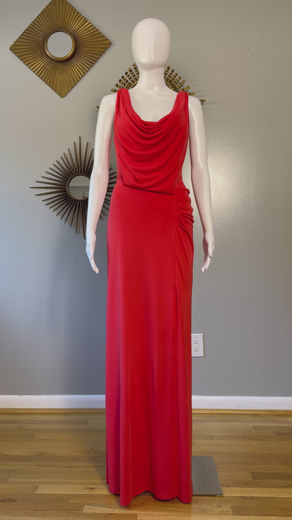 BCBGMaxAzria - Orange Sleeveless Cowl Neck Maxi Gown