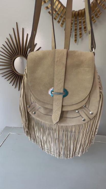 Karen Millen - Tan Suede Fringe Crossbody Bag