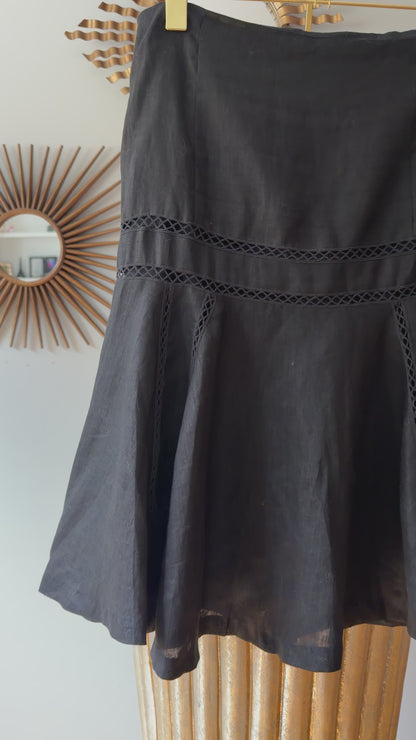 Ralph Lauren - Black Linen A-line Skirt