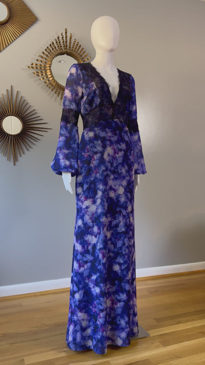 Belle Badgley Mischka - Blue & Purple Maxi Dress w/ Lace Details