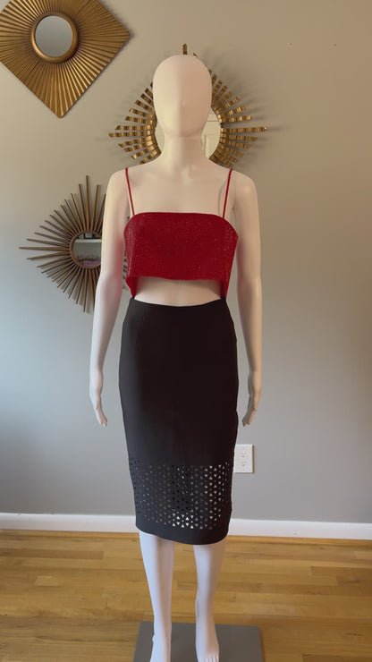 ZARA - Red Rhinestone Crop Top