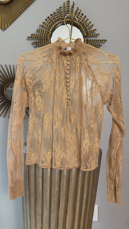 Forever 21 - Tan Lace Button Up Top