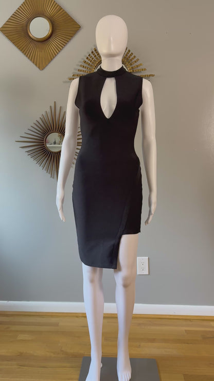 Black Bandage Asymmetrical Mini Dress