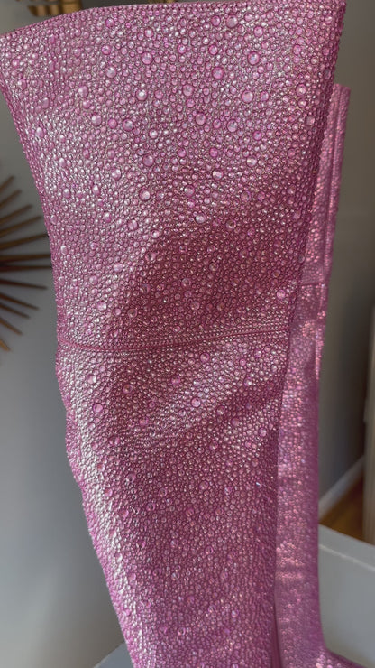 Steve Madden - Pink Vivianne Rhinestone Knee High Boots