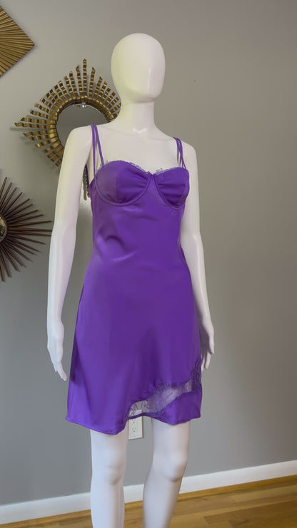 Meshki - Purple Joslyn Satin Mini Slip Dress
