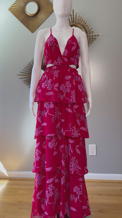 Express - Red Floral Maxi Dress