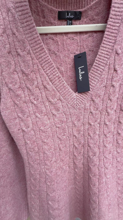 Lulu’s - Mauve Cable Knit Mini Sweater Dress