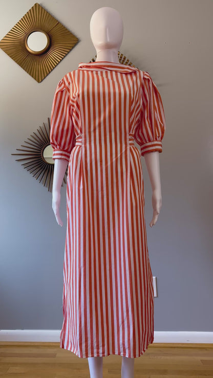 ZARA - Orange Stripes Midi Dress