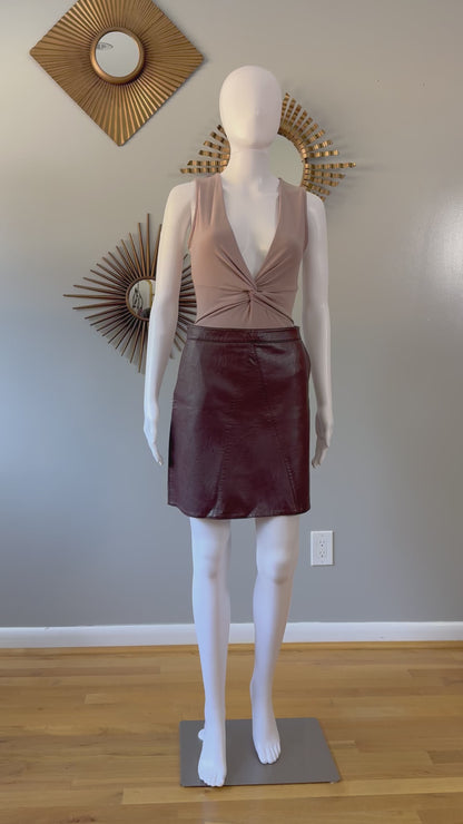 ZARA - Brown Faux Leather Mini Skirt