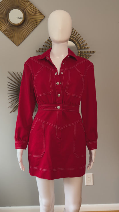 7 For all man kind - Red Denim Mini Dress