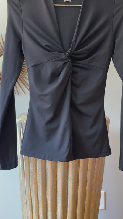Aritzia - Black Contour Twist-Front Top